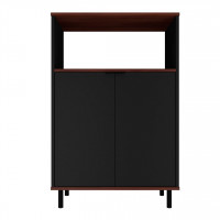 Manhattan Comfort 301AMC226 Mosholu Accent Cabinet with 3 Shelves in Black and Nut Brown